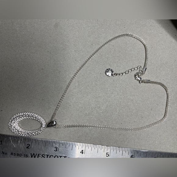 Monet Silver Tone Oval Braided Pendant & 18” Diamond Chain - Picture 4 of 5